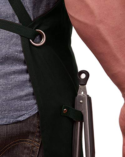 Hudson Durable Goods - Professional Grade Chef Apron for Kitchen, BBQ & Grill - color: Hunter Green