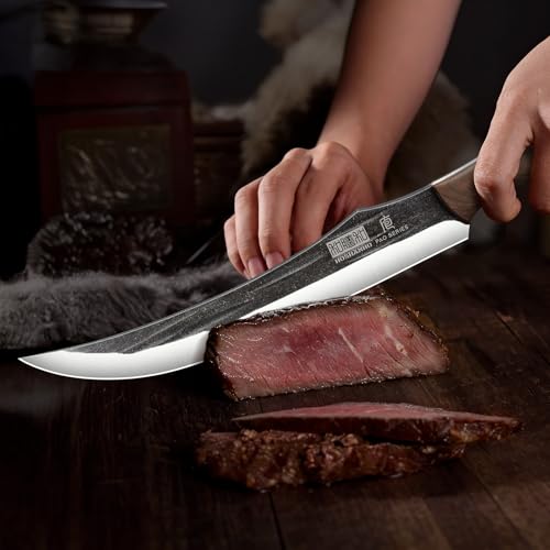 HOSHANHO Butcher Knife Set, 3PCS Knife Set of Meat & Slicing & Boning Knife | Ultra Sharp Kitchen Knife Set, Hand Forged High Carbon Steel Knives Set for Home & Camping & BBQ Gift with Men - size: 10"