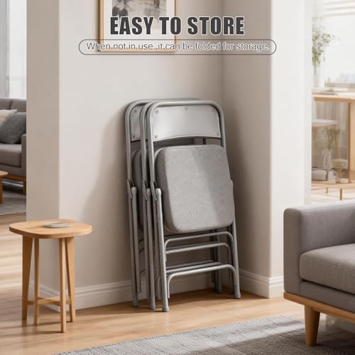 Padded Folding Chair with Thick Cushion, 1 Pack Grey - color: Gray 1 Pack