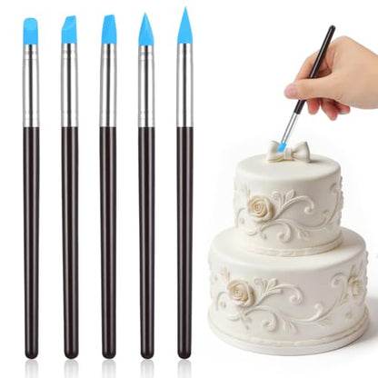 BESTonZON 5pcs Artist Paint Brush Set Silicon Brushes for Painting Masking Fluid Clay Molding, Silicone Sculpting Tools Clay Carving Tools Paint Color Silicone Brush Matching Tool for DIY Handicraft