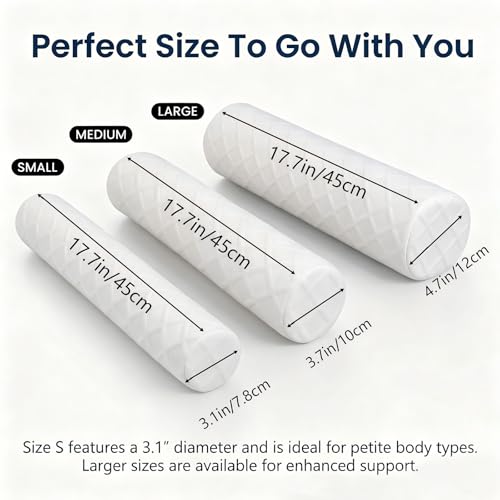 3.9" Small Neck Roll Memory Foam Pillow Cylinder,Detachable Cover - color: White, size: Medium - 3.9" H