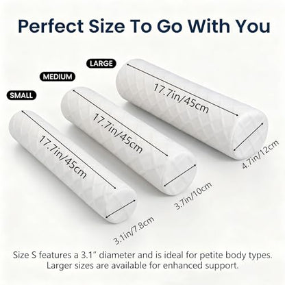 3.9" Small Neck Roll Memory Foam Pillow Cylinder,Detachable Cover - color: White, size: Medium - 3.9" H