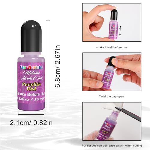 FansArriche Alcohol Inks for Resin, 48 Colors Alcohol Ink Set, 10 ml Each | High Concentrated Alcohol-Based Resin Ink, Epoxy Resin Paint for Coasters, Fluid Painting Crafts, Tumbler Making