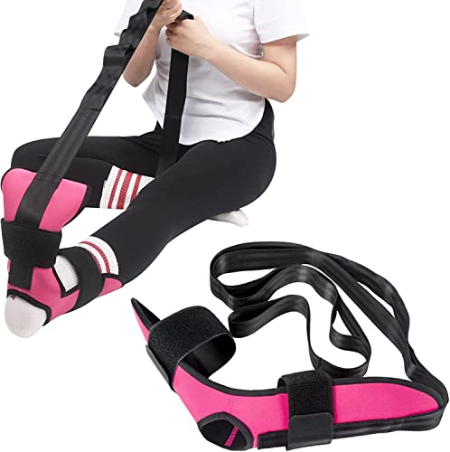 Foot and Calf Stretcher for Plantar Fasciitis, Leg Stretch Band，Improve Leg Stretching，Premium Physiotherapy Stretching Strap Improves Strength and Relief to Heel Spurs, Calf, Thigh and Hip - color: Rose