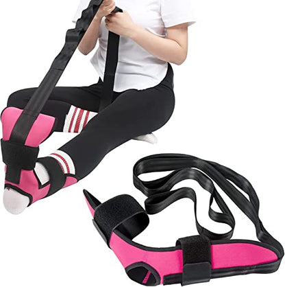 Foot and Calf Stretcher for Plantar Fasciitis, Leg Stretch Band，Improve Leg Stretching，Premium Physiotherapy Stretching Strap Improves Strength and Relief to Heel Spurs, Calf, Thigh and Hip - color: Rose