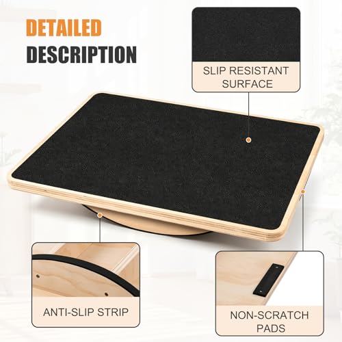 Wooden Balance Board, 350LBS Anti-Slip Balance Trainer