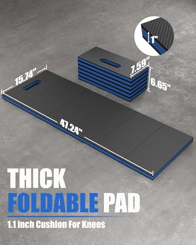 Mechanic Mat, 47.2 x 15.7 x 1 Inch Foldable Mechanic Kneeling Pad, Blue - color: Blue