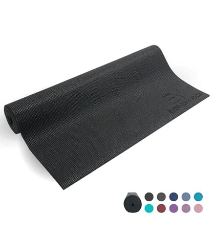 Everyday Yoga Deluxe Mat, Spacious 72"x24" Non-Slip, 3-5mm Extra Thick - color: Black, size: 3mm Thick