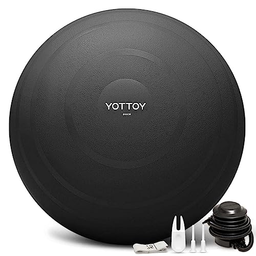 YOTTOY Anti-Burst Exercise Ball for Working Out, Yoga & Pregnancy, Extra Thick Workout Ball for Physical Therapy & Fitness - color: black, size: 26IN/58-65cm