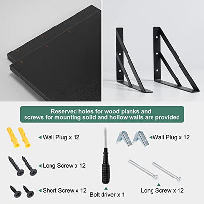 Tectocker-DOU 2 Pc Deep Floating Wall Shelves, Heavy Duty, 16x12, Black - color: Black, size: 16W×12D