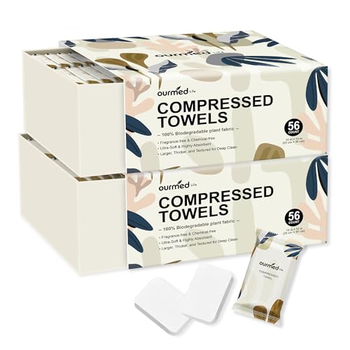 Ourmed Life Compressed Towel, Disposable Washcloths, 12 x 10 In, 112 Count - size: 112 Count (Pack of 2)
