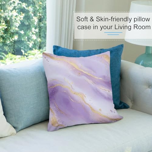 Purple Marble Decorative Throw Pillow Covers 18x18 Inch - color: Purple Marble