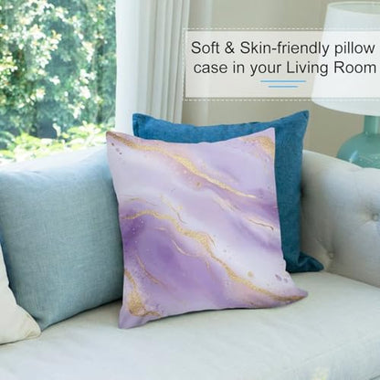 Purple Marble Decorative Throw Pillow Covers 18x18 Inch - color: Purple Marble