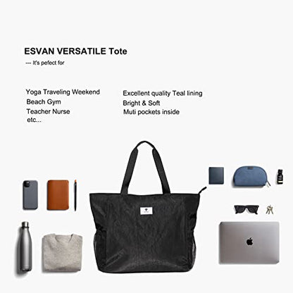 ESVAN Yoga Mat Bag Yoga Tote Carrier Shoulder Bag Carryall Tote for Office,Yoga,Pilates,Travel,Beach and Gym - color: D Black
