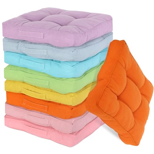 Gerrii 8 Pieces Floor Cushions for Kids Classroom Flexible Floor Seating Cushions Floor Pillows for Home School Kindergarten Daycare Nursery(Bright Color,Square) - color: Bright Color, style: Square