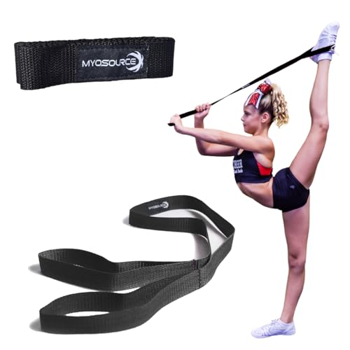 Myosource Kinetic Bands Cheerleading Flexibility Stunt Strap - Improve Stretching and Stunts for Cheer Dance Gymnastics & Physical Therapy – Stocking Stuffers Present for Kids Girls Adults - 12 Colors - color: Black