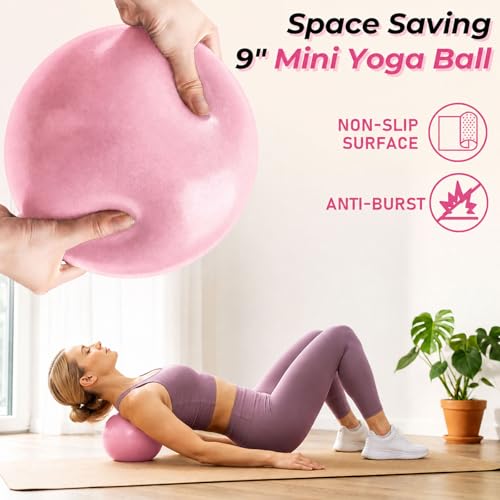 Pilates Kit for Home Workout, All-in-One Yoga Pilates Equipment with 14.5" Pilate Ring and Small Exercise Ball Set, Pilates Essentials for Women at Home