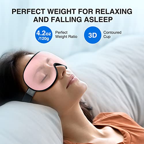 YFONG Weighted Sleep Mask for Women Men, 3D Light Blocking Eye Mask, Pink - color: Pink
