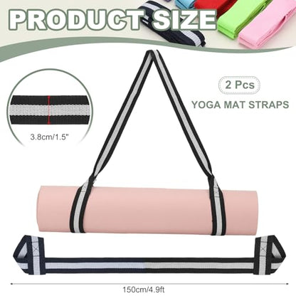 Yoga Mat Straps for Carrying, Adjustable Exercise Mat Sling Holder Multi Purpose Mats Carrier - color: Black/White