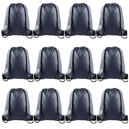 KUUQA 12 Pcs Drawstring Backpack Bags Bulk Gray - color: Gray