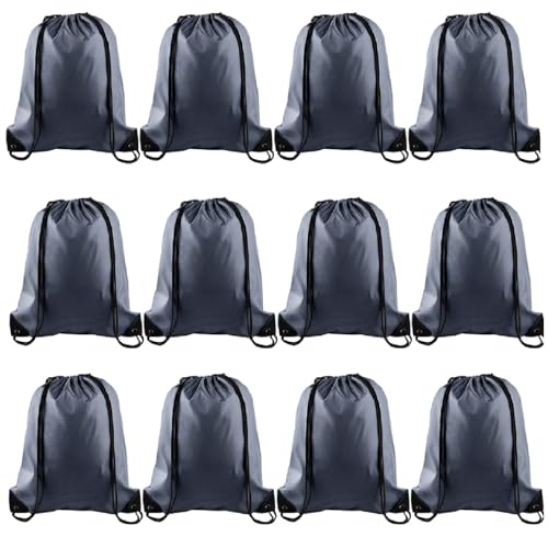 KUUQA 12 Pcs Drawstring Backpack Bags Bulk Gray - color: Gray