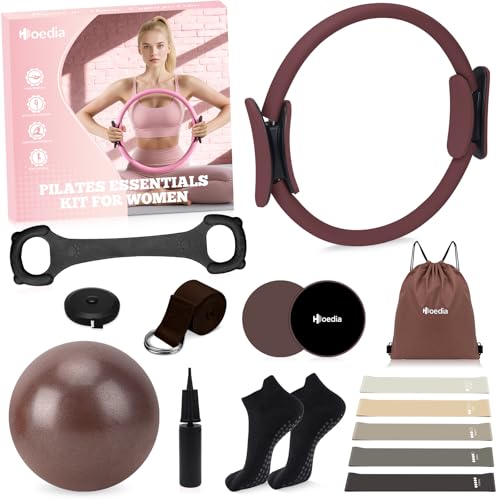 Hoedia Pilates Kit for Women, Pilates Equipment Ring and Ball Set - color: Brown