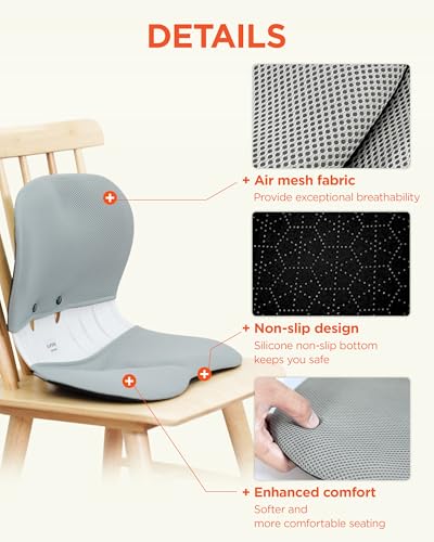 curble Wider Cover, Detachable Cover for Teenager Chair, Ergonomic Chair Back Support and Lumbar Support (Cover Grey) - color: Cover Grey