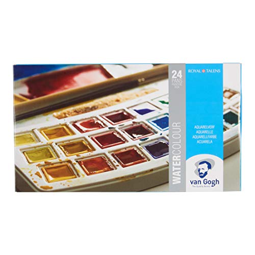 Van Gogh Watercolor Paint Set, General Selection, 24 Half-Pan | Professional-Grade Watercolor Paint with High Lightfastness, Intense Colors with Uniform Viscosity - color: 24 General (Plastic Pocketbox), style: Half Pan