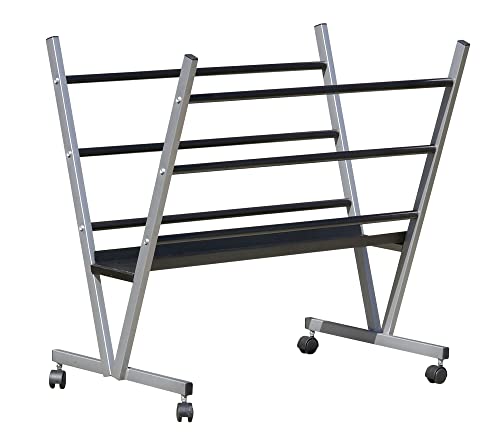 Creative Mark Metal Art Professional Print Rack, Holds Up to 30 x 40" Art, 3-Shelf, Black, Mobile with Rolling Casters, 22"H x 34"W x 6"D