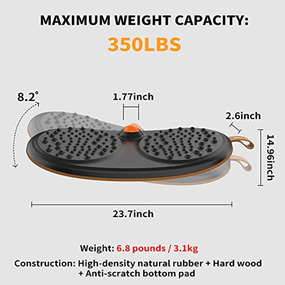 Trobing Standing Desk Mat Balance Board with Rollerball, Wooden Wobble Anti Fatigue Mat Balance Board for Standing Desk, Home Office Non-Slip Comfort Floor Mat to Relieve Foot, Knee, and Back Pain - color: C: Large Black ( 24 inch )