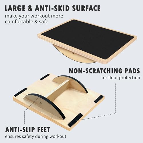 Balance Board Professional Wobble Board for Adults Anti-Slip for Physical Therapy Standing Desk Core Strength Wooden Rocker Board(350LBS) - size: Balance Board (Wooden)