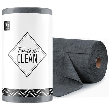 Fantasticlean Microfiber Cleaning Cloth Roll- 75 Sheets, 12" x 12"(Dimgrey) - color: Dimgray, size: 75 pack