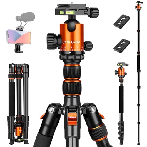 JOILCAN Tripod for Camera, 81" Aluminum Camera Tripod Stand, 83" DSLR Tripods & Monopods, Heavy Duty Travel Tripod for Binoculars Spotting Scope Telescope, Max Load 35lb | Tall DSLR Tripod with 360° Ball Head, Heavy Duty Travel Tripod for Binoculars Spott