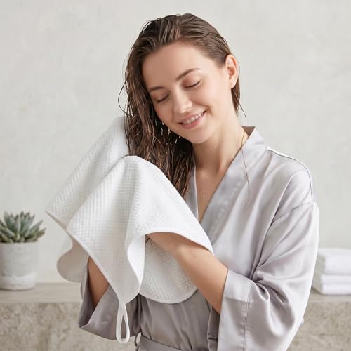 REDKISS Microfiber Hand Towels Set of 6, 16 by 28 inches, Ultra Soft and Highly Absorbent Hand Towels for Bathroom, Gym, Shower, Hotel, and Spa, White - color: White 06, size: 16'' x 28''