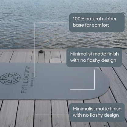 FFLLOOWW Premium Non Slip PU Yoga Mat 72.8” x 26.8” 4.5mm – Eco Friendly Natural Rubber Exercise Mat for Hot Yoga, Pilates & Home Workout with Carry Strap - color: Taupe