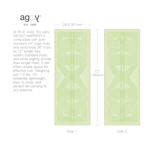 agoy Gecko Warrior - 차세대 극세사 요가 타월 - 양면 실리콘 미끄럼 방지 그립 - 핫 요가에 이상적 - 흡수성이 뛰어나고 세척하기 쉽고 여행 친화적 - 30% 재활용 소재 - 웻 백 무료