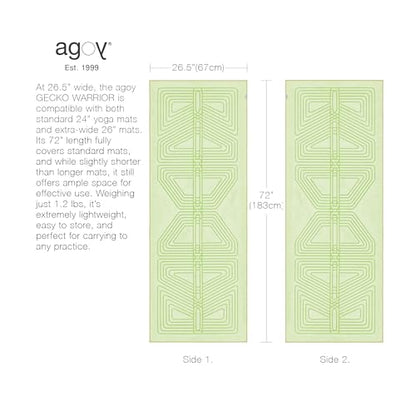 agoy Gecko Warrior - 차세대 극세사 요가 타월 - 양면 실리콘 미끄럼 방지 그립 - 핫 요가에 이상적 - 흡수성이 뛰어나고 세척하기 쉽고 여행 친화적 - 30% 재활용 소재 - 웻 백 무료