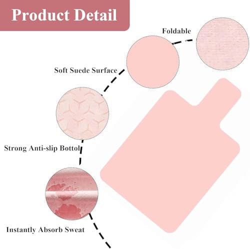 QCWN Non-Slip Pilates Reformer Mat Cover, 39" x 24" Pilates Machine Towel with Headrest Cutout, 0.8mm Sweat-Wicking Micro-Suede Foldable Mat for Female Pilates Enthusiast Exercise Matfor Pilate Training Yoga - color: Pink