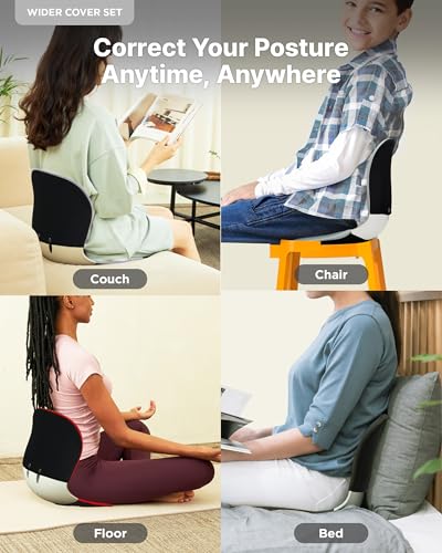 curble Wider – Ergonomic Desk Chair Seat Cushion, Everyday Passive Posture Trainer for Work from Home, Office & Car, Breathable Lumbar Support (Red) - color: Set Red
