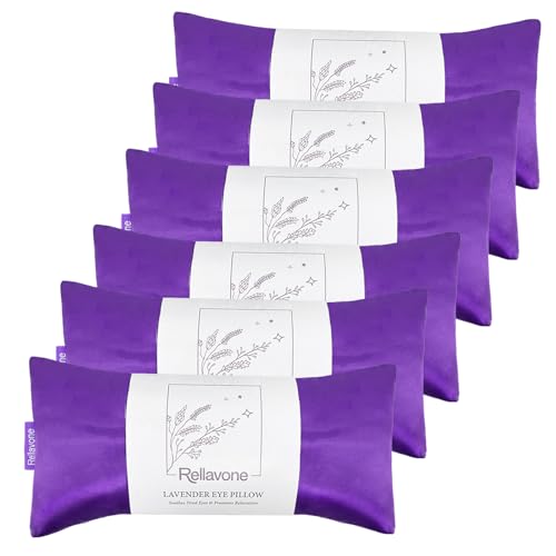 Lavender Weighted Eye Pillow for Relaxation, Yoga, Sleeping, Lavender Eye Mask with Natural Flaxseeds & Lavender for Headache, Sinus, Dry Eyes Relief, Meditation Accessories with Aromatherapy, 6PK