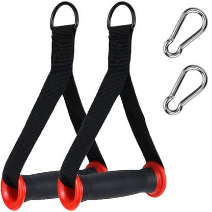 Resistance Band Handles, 2 Pack Heavy Duty Cable Machine Grips - color: Red