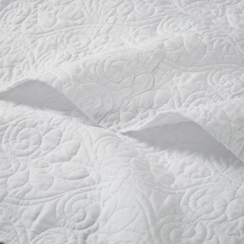 Madison Park Damask Quilting Design Throw Blanket, 60"x70" - color: White, size: 60"x70"