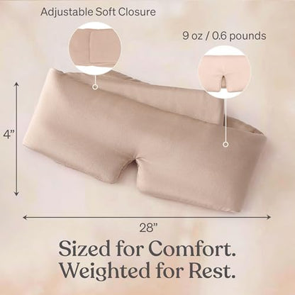 Baloo Silk Weighted Sleep Mask, Petal, Eye Mask with Amethyst Crystal - color: Petal With Rose Quartz Crystal