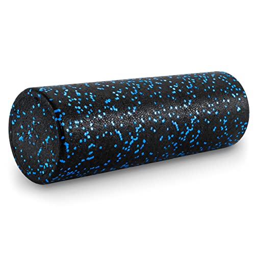 ProsourceFit High Density Foam Rollers 18 - inches long, Firm Full Body Athletic Massage Tool for Back Stretching, Yoga, Pilates, Post Workout Muscle Recuperation, Black/Blue - color: Black/Blue, size: 18"H x 6"D