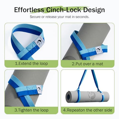 Slim Panda Yoga Mat Straps for Carrying, Adjustable Yoga Mat Carrier Sling Fits All Mats(Mat Not Included) - color: Oasis Blue, size: 72 inches