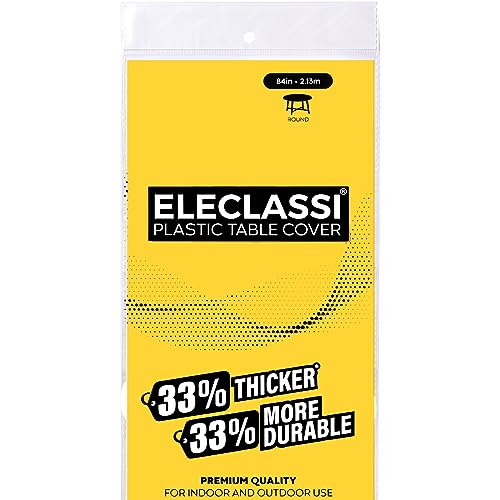 Eleclassi Yellow 6 Pack Premium Round Disposable Plastic Tablecloth - 84 Inch Round Plastic Table Cloths for Parties Disposable Tablecloth - Round Plastic Tablecloth - Yellow Round Tablecloth - color: Yellow