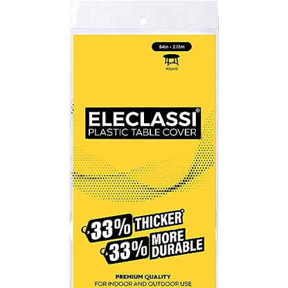 Eleclassi Yellow 6 Pack Premium Round Disposable Plastic Tablecloth - 84 Inch Round Plastic Table Cloths for Parties Disposable Tablecloth - Round Plastic Tablecloth - Yellow Round Tablecloth - color: Yellow