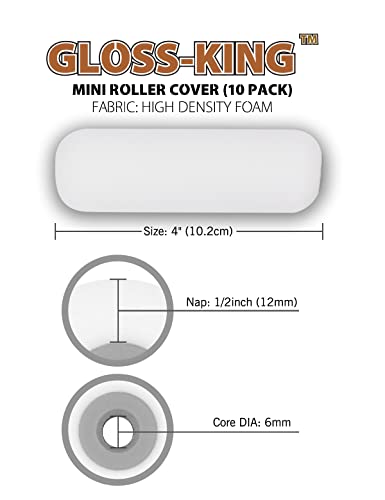 ROLLINGDOG 4 Inch Foam Paint Roller | Small Paint Roller Covers,Painting Smooth Walls or Furniture(Pack of 10) - color: 4" Roller Foam Roller Cover(10 Pc)