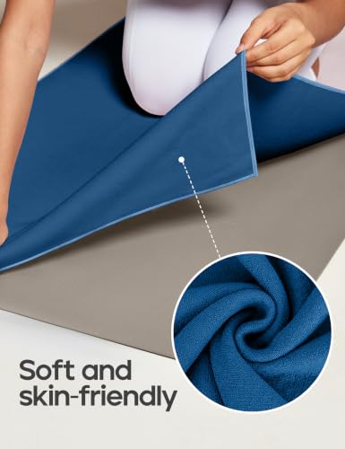 Heathyoga Yoga Mat Towel Non Slip for Hot Yoga Towel with Silicone Grip & Free Spray Bottle, 72"X26" Extra Large Microfiber Yoga Towel for Bikram, Pilates, Fitness - color: Blue