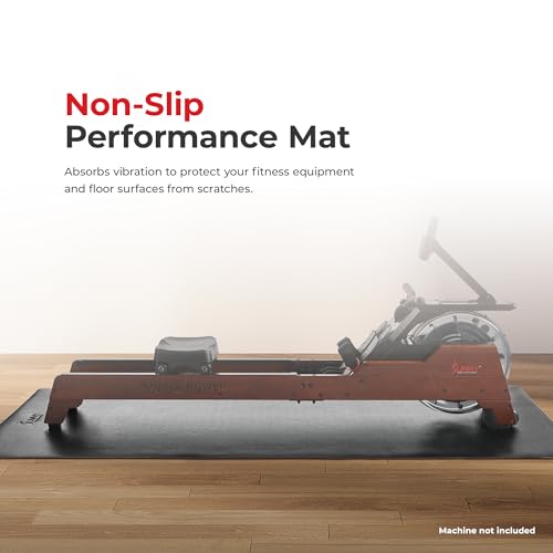 Sunny Health & Fitness Equipment Mats, Home Gym Floor Protection, 4 Sizes | Non-Slip, Protects Floors/Equipment, Absorbs Vibration, Sweat-Resistant, High-Density Foam, For Different-Sized Machines - style: Large 90”